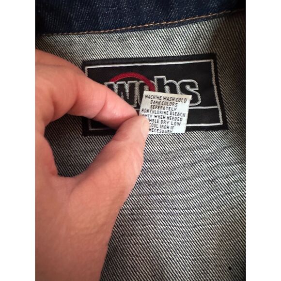 WEBs Denim Trucker Jacket Men’s M Dark Wash, Button Cuffs, 100% Cotton - Picture 4 of 4